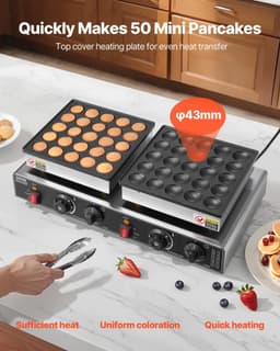 image-VEVOR 50-Piece Mini Dutch Pancake Maker - 1800W Stainless Steel