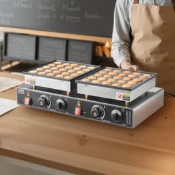 image-VEVOR 50-Piece Mini Dutch Pancake Maker - 1800W Stainless Steel