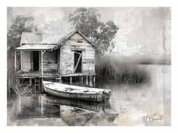 image-Fishing Shack Black white Photography Art print
