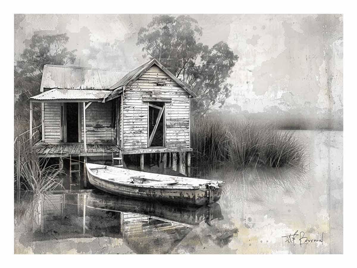 image-Fishing Shack Black white Photography Art print