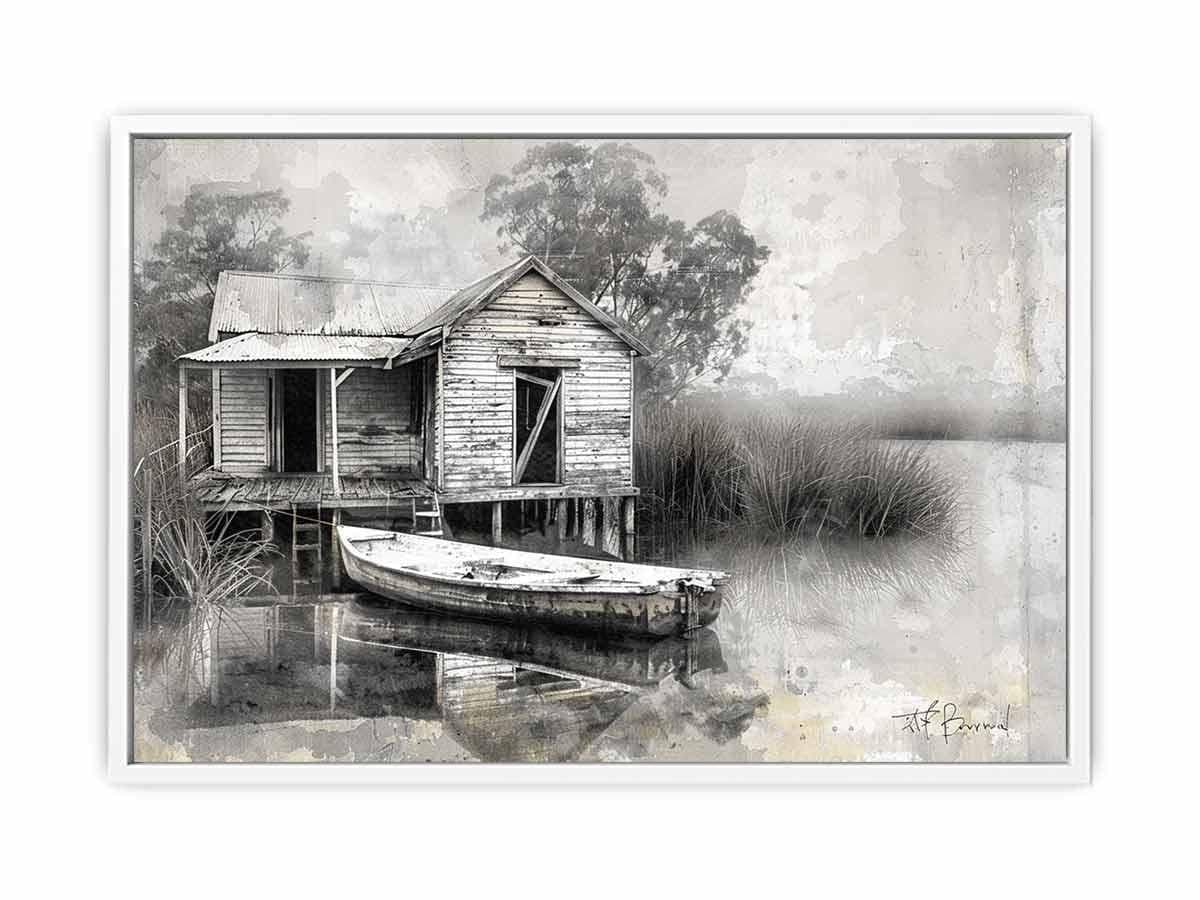 image-Fishing Shack Black white Photography Art print