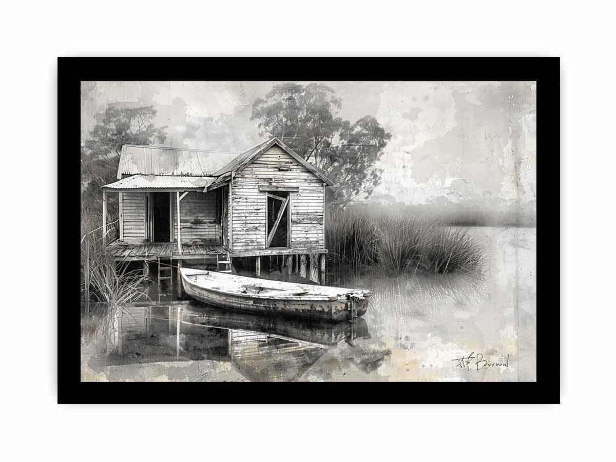 image-Fishing Shack Black white Photography Art print