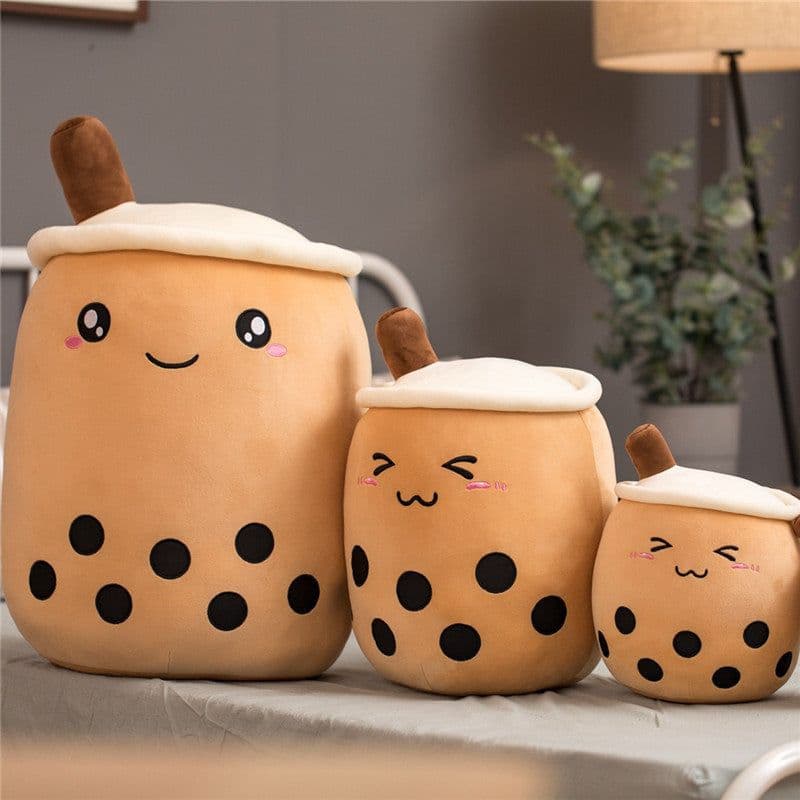 image-Cute Fruit Drink Plush Stuffed Soft Strawberry Milk Tea Plush Boba Tea Cup Toy Bubble Tea Pillow Cushion Kids Gift