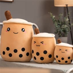 image-Cute Fruit Drink Plush Stuffed Soft Strawberry Milk Tea Plush Boba Tea Cup Toy Bubble Tea Pillow Cushion Kids Gift