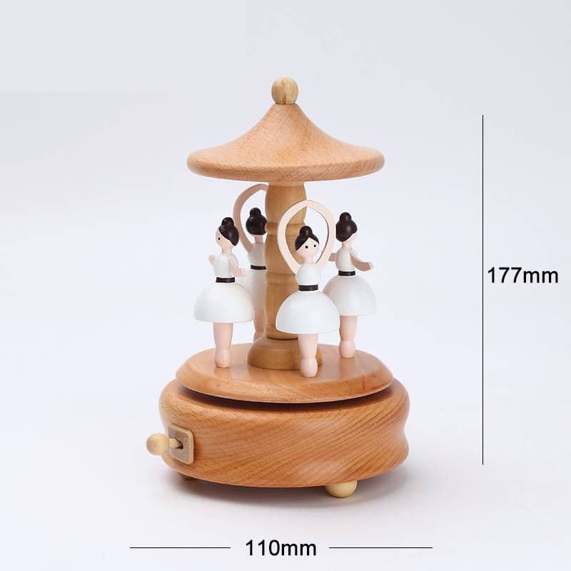 image-Wooden building model music box birthday gift