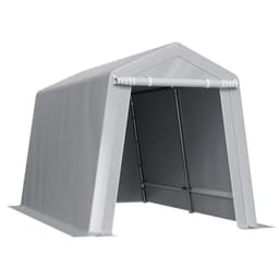 image-VEVOR Outdoor Storage Shed, 7 x 12 ft Portable Storage Tent with Roll-up Door, Waterproof Canopy Shed Shelter, Heavy Duty Frame, Patio Garage Carport for Motorcycle, Lawn Mower, Bike, Grey