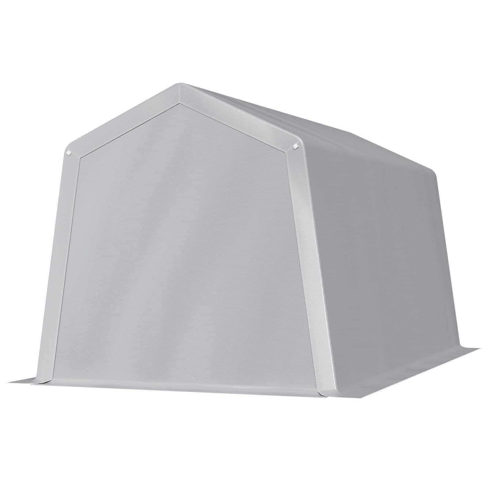 image-VEVOR Outdoor Storage Shed, 7 x 12 ft Portable Storage Tent with Roll-up Door, Waterproof Canopy Shed Shelter, Heavy Duty Frame, Patio Garage Carport for Motorcycle, Lawn Mower, Bike, Grey