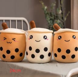 image-Cute Fruit Drink Plush Stuffed Soft Strawberry Milk Tea Plush Boba Tea Cup Toy Bubble Tea Pillow Cushion Kids Gift