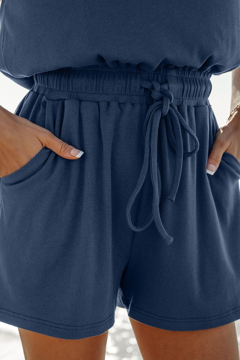 image-Kassidy Knit Romper - Cap Sleeve Open Back
