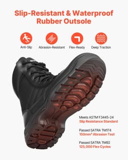 image-VEVOR Men's Military Tactical Boots, 8 inch Combat Hiking Work Boots, Lightweight & Breathable Side Zipper Mens Motorcycle Interceptor Trooper Boot, for Outdoor Security Mountaineering, US Size 9