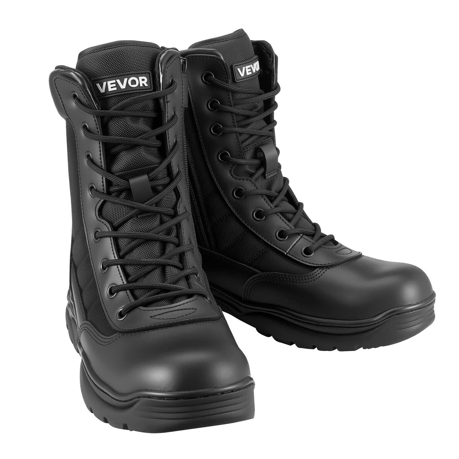 image-VEVOR Men's Military Tactical Boots, 8 inch Combat Hiking Work Boots, Lightweight & Breathable Side Zipper Mens Motorcycle Interceptor Trooper Boot, for Outdoor Security Mountaineering, US Size 9
