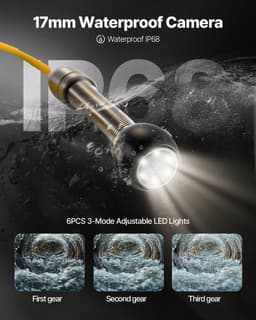 image-VEVOR Sewer Camera, 164ft/50M 4.3" Pipe Drain Inspection Camera with DVR Function & Snake Cable, Waterproof IP68 Borescope w/LED Lights, Industrial Endoscope for Home Wall Duct Drain Pipe Plumbing
