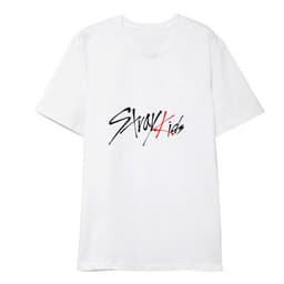 image-straykids clothes Korean version of loose student couple summer new black and white stray kids short-sleeved T-shirt women