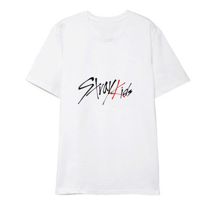 image-straykids clothes Korean version of loose student couple summer new black and white stray kids short-sleeved T-shirt women