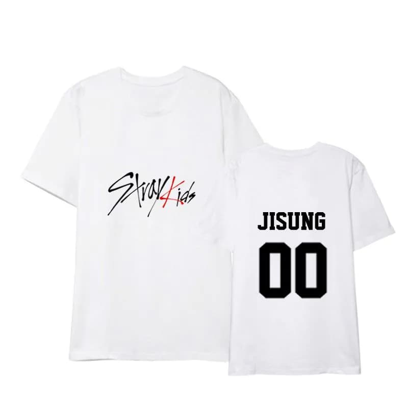 image-straykids clothes Korean version of loose student couple summer new black and white stray kids short-sleeved T-shirt women