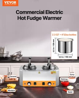 image-VEVOR Electric Cheese Dispenser with Pumps, 2.4x2 L Commercial Hot Fudge Warmer, Stainless Steel Heated Double Pumps Dispenser, 86-230℉ Temp Adjustable Nacho Cheese Warmer for Fudge Cheese Caramel