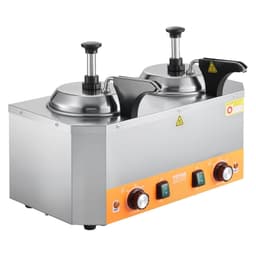 image-VEVOR Electric Cheese Dispenser with Pumps, 2.4x2 L Commercial Hot Fudge Warmer, Stainless Steel Heated Double Pumps Dispenser, 86-230℉ Temp Adjustable Nacho Cheese Warmer for Fudge Cheese Caramel