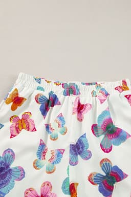 image-Multicolour Butterfly Pattern Short Sleeve Shirt Pajamas Set