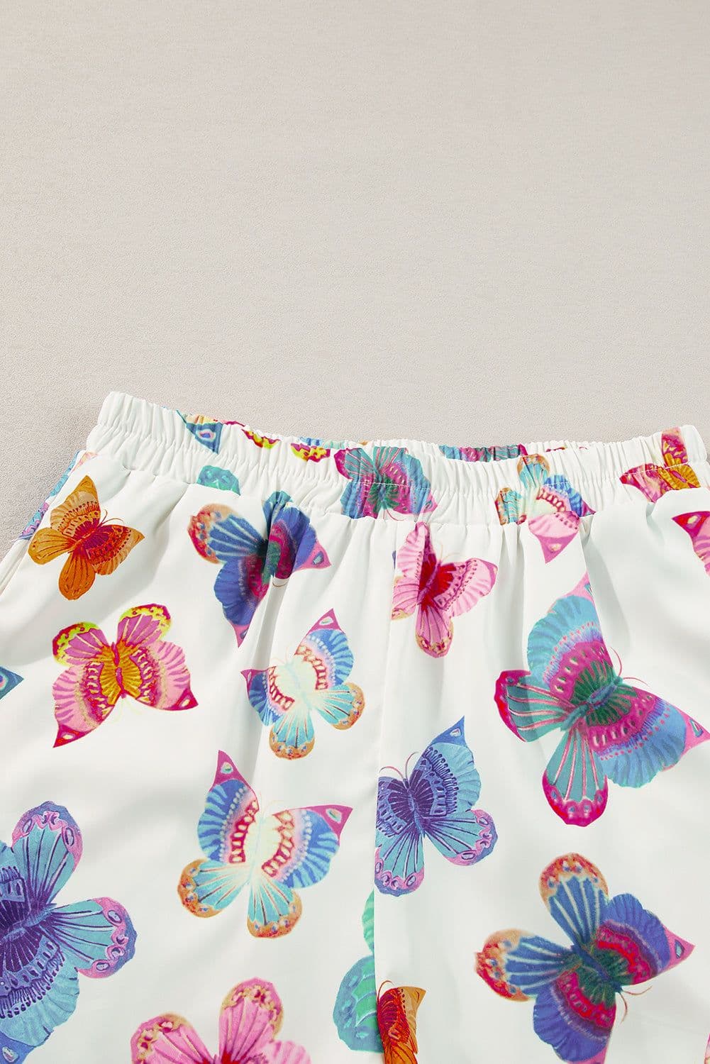image-Multicolour Butterfly Pattern Short Sleeve Shirt Pajamas Set