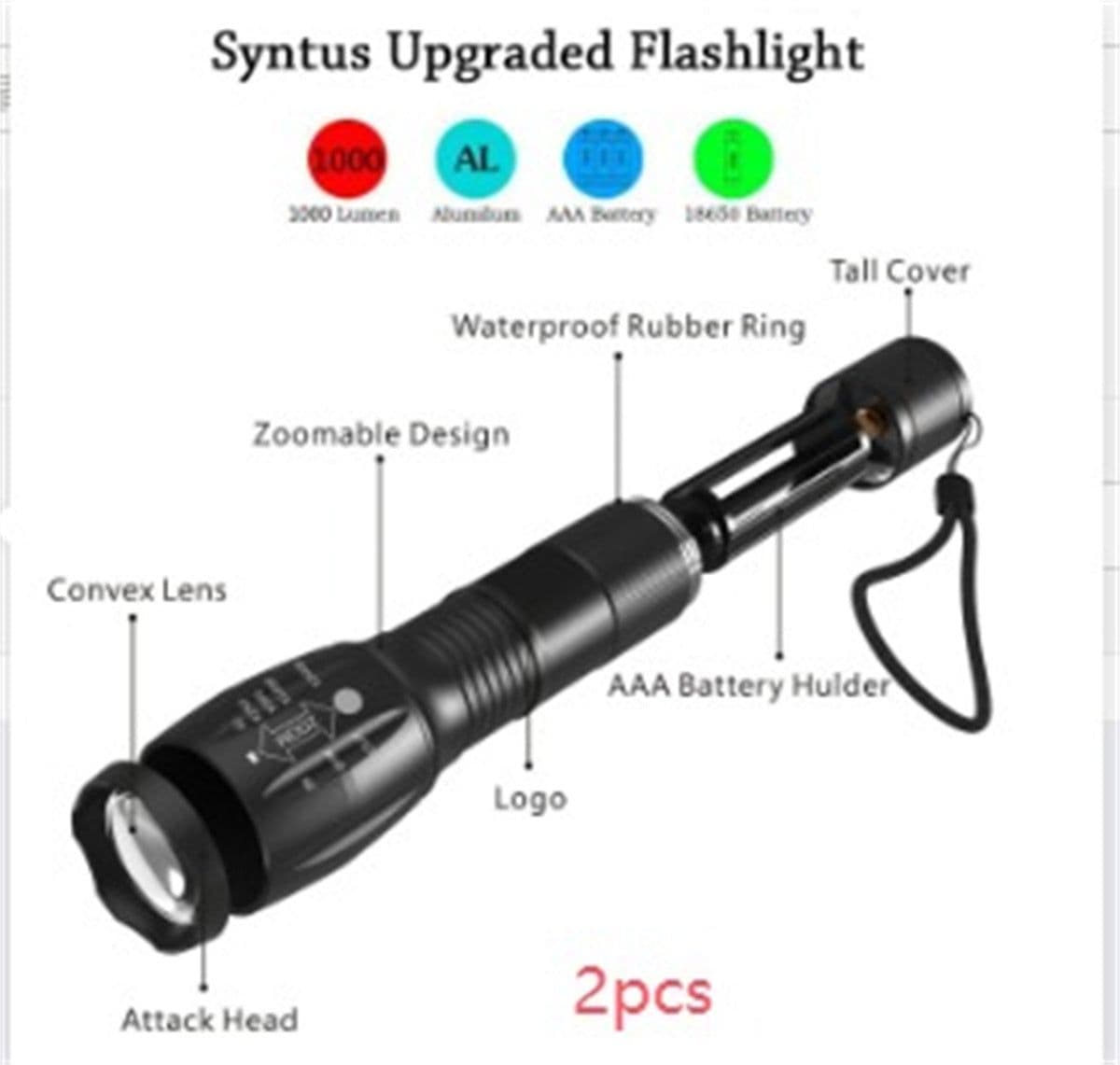 image-Portable Mini Flashlight LED ZOOM Torch Hunting Zoomable Flashlight Torch Light