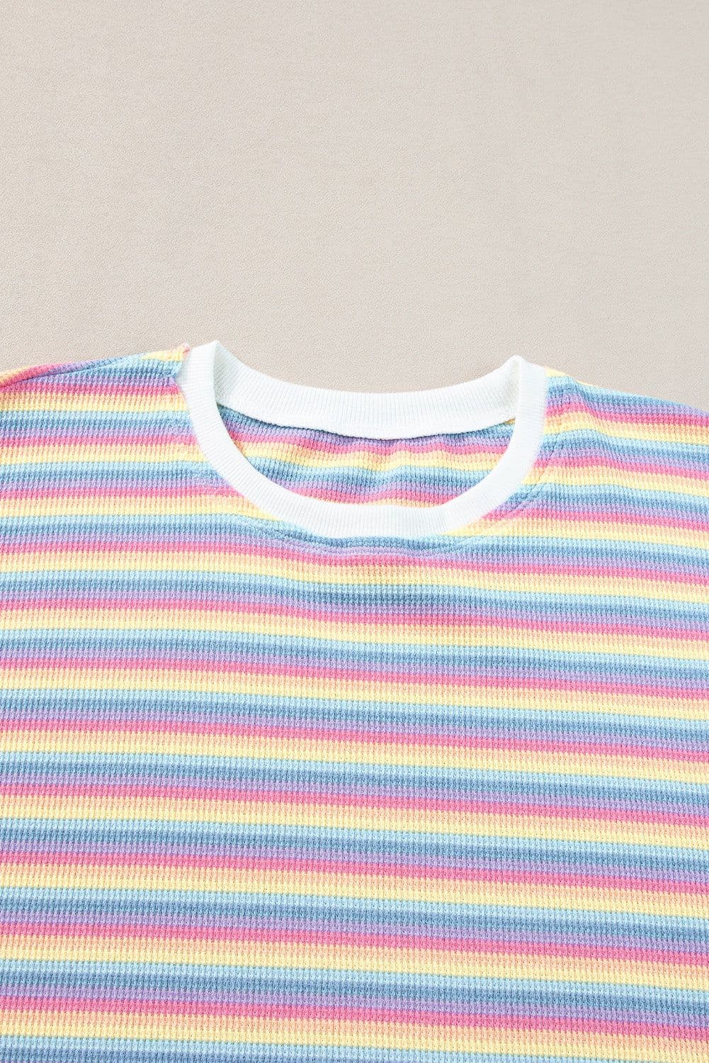 image-Pink Stripe Rainbow Tee Wide Leg Pants Set