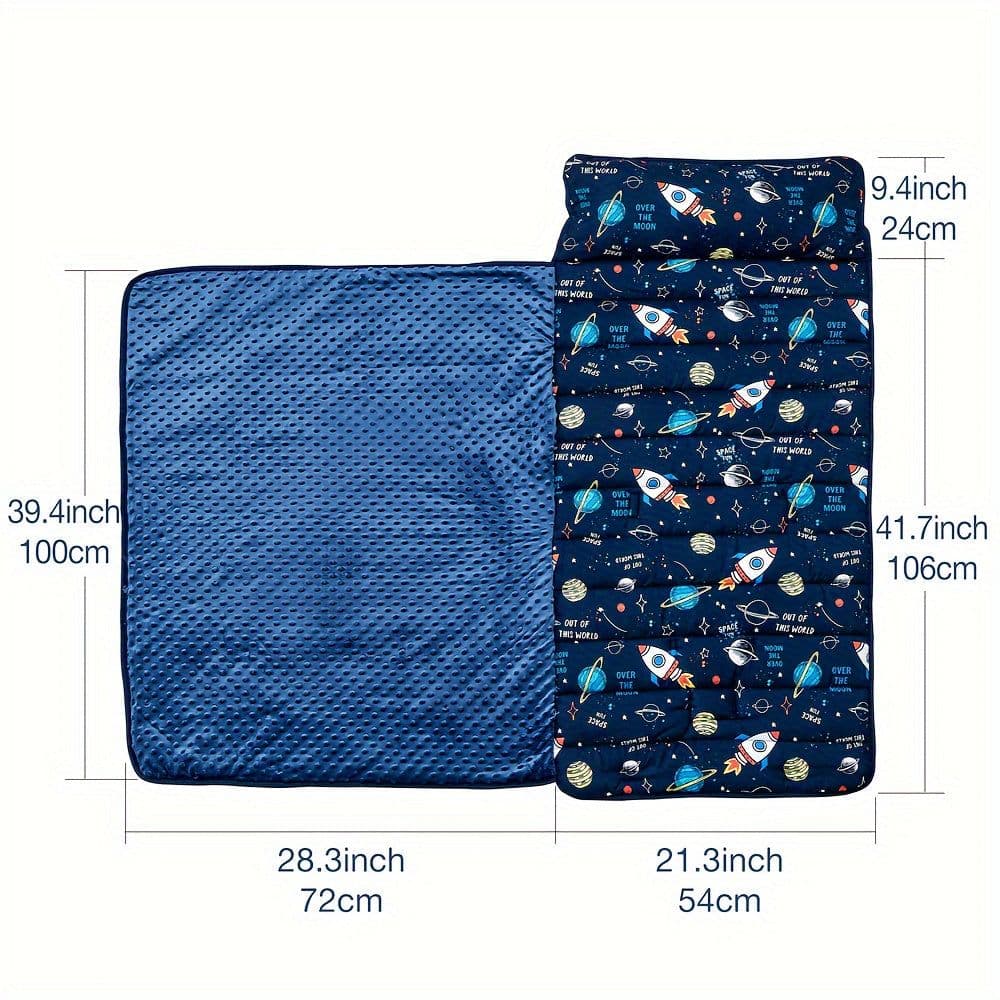 image-Rocket Pattern Nap Mat for Kids Travel & Daycare