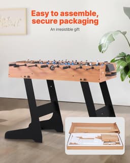image-VEVOR Folding Foosball Table, 42 inch Standard Size Table, Indoor Full Size Foosball Tables for Home, Family, and Game Room, Durable Soccer Set, Includes 2 Balls