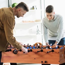 image-VEVOR Folding Foosball Table, 42 inch Standard Size Table, Indoor Full Size Foosball Tables for Home, Family, and Game Room, Durable Soccer Set, Includes 2 Balls