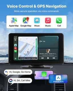 image-VEVOR Wireless Car Stereo, 7-Inch HD Portable Radio Touch Screen Compatible with Apple CarPlay & Android Auto, CarPlay Screen with Backup Camera, Voice Control, Mirror Link, Bluetooth, GPS Navigation