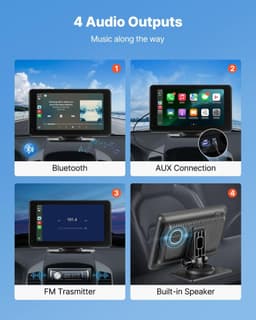 image-VEVOR Wireless Car Stereo, 7-Inch HD Portable Radio Touch Screen Compatible with Apple CarPlay & Android Auto, CarPlay Screen with Backup Camera, Voice Control, Mirror Link, Bluetooth, GPS Navigation