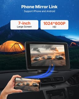 image-VEVOR Wireless Car Stereo, 7-Inch HD Portable Radio Touch Screen Compatible with Apple CarPlay & Android Auto, CarPlay Screen with Backup Camera, Voice Control, Mirror Link, Bluetooth, GPS Navigation