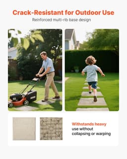 image-VEVOR Garden Stepping Stones, 16Pcs 15.5 x 15.5 in, Decorative Stepping Stones with Stakes, Weather-Resistant Plastic Pathway Pavers, Smooth Surface, Outdoor Walkway for Lawn Patio Landscape, Beige