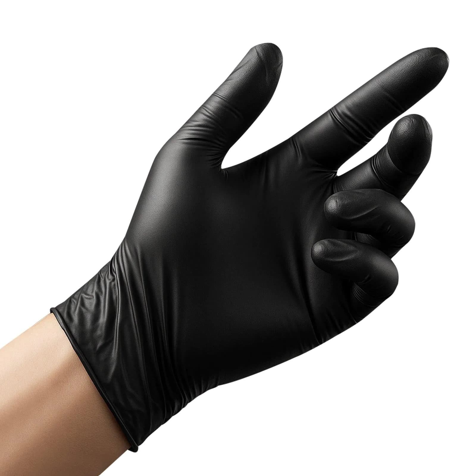 image-VEVOR Disposable Gloves, 4.5 Mil Black Nitrile Gloves with Textured Fingertips, Latex & Powder-Free, Food-Grade, Puncture Resistance, Ideal for Medical Exams, Cooking and Cleaning, 100 Count, Large