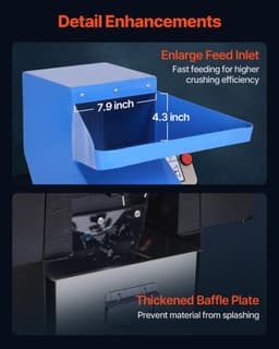 image-VEVOR Plastic Shredder Crusher, 3HP/2.2KW Plastic Bottle Grinder Granulator, 100-150kg/h Capacity Pulverizer Recycling Machine with Wheels, SDK-11 Blade & 6mm Mesh for PVC ABS PTFE (220V 60Hz 3-Phase)