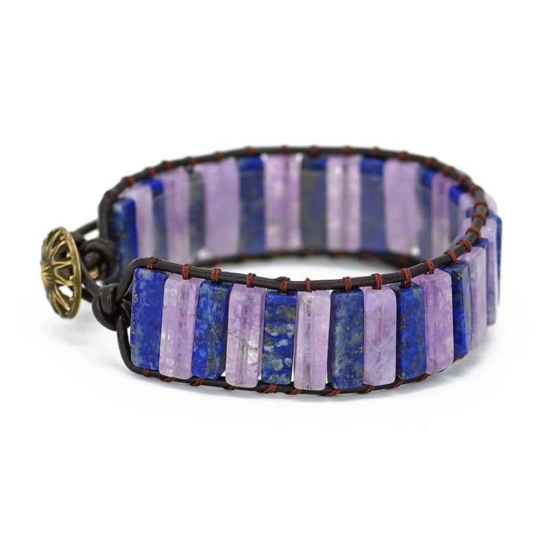 image-Hiphop Bracelets Femme Tube Lapis Lazuli Quartz Leather Wrap Bracelet Beaded Couples Bracelet Bestfriend Gifts Dropship