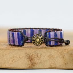 image-Hiphop Bracelets Femme Tube Lapis Lazuli Quartz Leather Wrap Bracelet Beaded Couples Bracelet Bestfriend Gifts Dropship