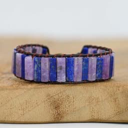 image-Hiphop Bracelets Femme Tube Lapis Lazuli Quartz Leather Wrap Bracelet Beaded Couples Bracelet Bestfriend Gifts Dropship
