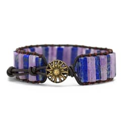 image-Hiphop Bracelets Femme Tube Lapis Lazuli Quartz Leather Wrap Bracelet Beaded Couples Bracelet Bestfriend Gifts Dropship