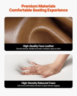 image-VEVOR Accent Chair, Mid Century Modern Armchair with Solid Wood Frame and Non-Slip Legs, Upholstered Leisure Chair with PU Leather and Soft Cushion, for Living Room, Bedroom, Office