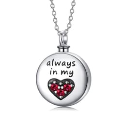 image-Heart Urn Engraved Cremation Necklace for Ashes in Sterling Silver