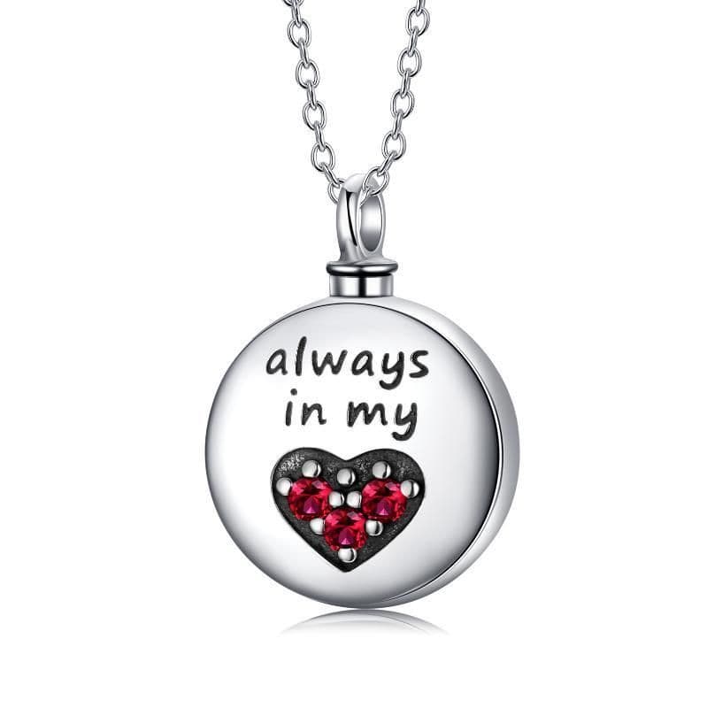 image-Heart Urn Engraved Cremation Necklace for Ashes in Sterling Silver
