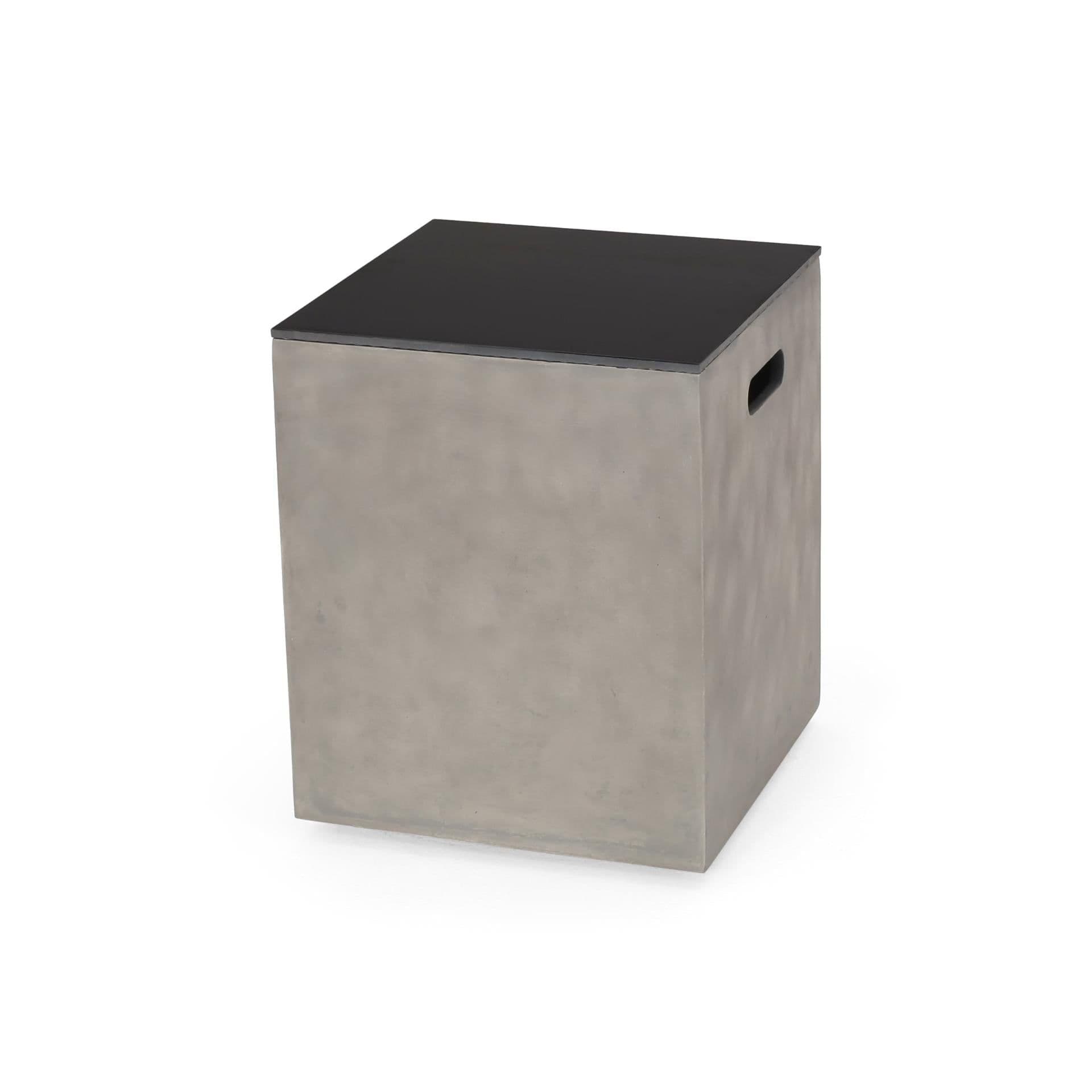 image-Modern Design MGO Tank Holder Side Table with Ceramic Top in Black and Gray