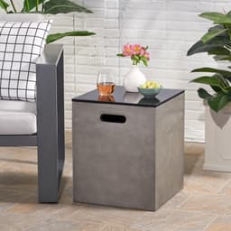 image-Modern Design MGO Tank Holder Side Table with Ceramic Top in Black and Gray