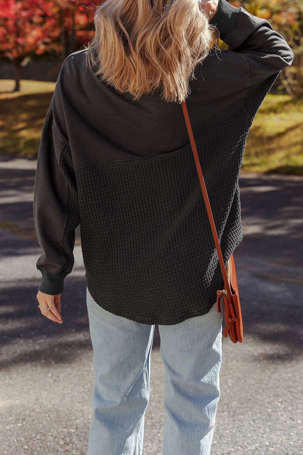 image-Carbon Grey Waffle Knit Half Zip Sweatshirt