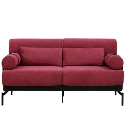 image-Modern Loveseat Sofa 59' Sofa Couch 2-Seater with USB Ports, Unique Cylindrical Armrests, Red Chenille