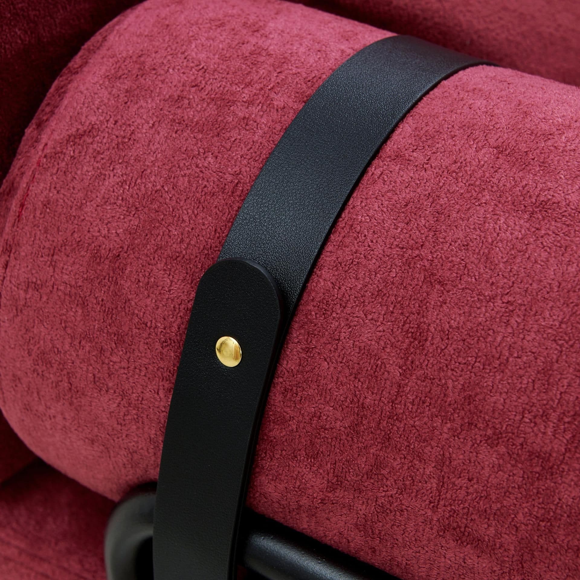 image-Modern Loveseat Sofa 59' Sofa Couch 2-Seater with USB Ports, Unique Cylindrical Armrests, Red Chenille
