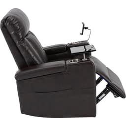 image-Premium Power Recliner with Storage Arms, Cupholders, Swivel Tray Table and Cell Phone Stand, Brown PU Leather, 35'' x 29.9'' x 41.2''