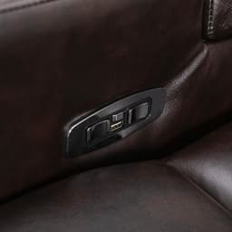 image-Premium Power Recliner with Storage Arms, Cupholders, Swivel Tray Table and Cell Phone Stand, Brown PU Leather, 35'' x 29.9'' x 41.2''