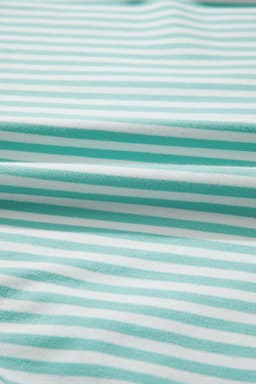image-Sky Blue Stripe Cuffed Sleeve Contrast Mock Neck Tee Casual 2pcs Short Set