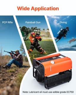 image-VEVOR PCP Air Compressor, 4500PSI/30Mpa Diving Scuba Tank Air Compressor, Double Cylinder Auto-Stop PCP Diving Compressor with Built-in Water & Fan Cooling System for Paintball, Air Rifle, Scuba Tanks